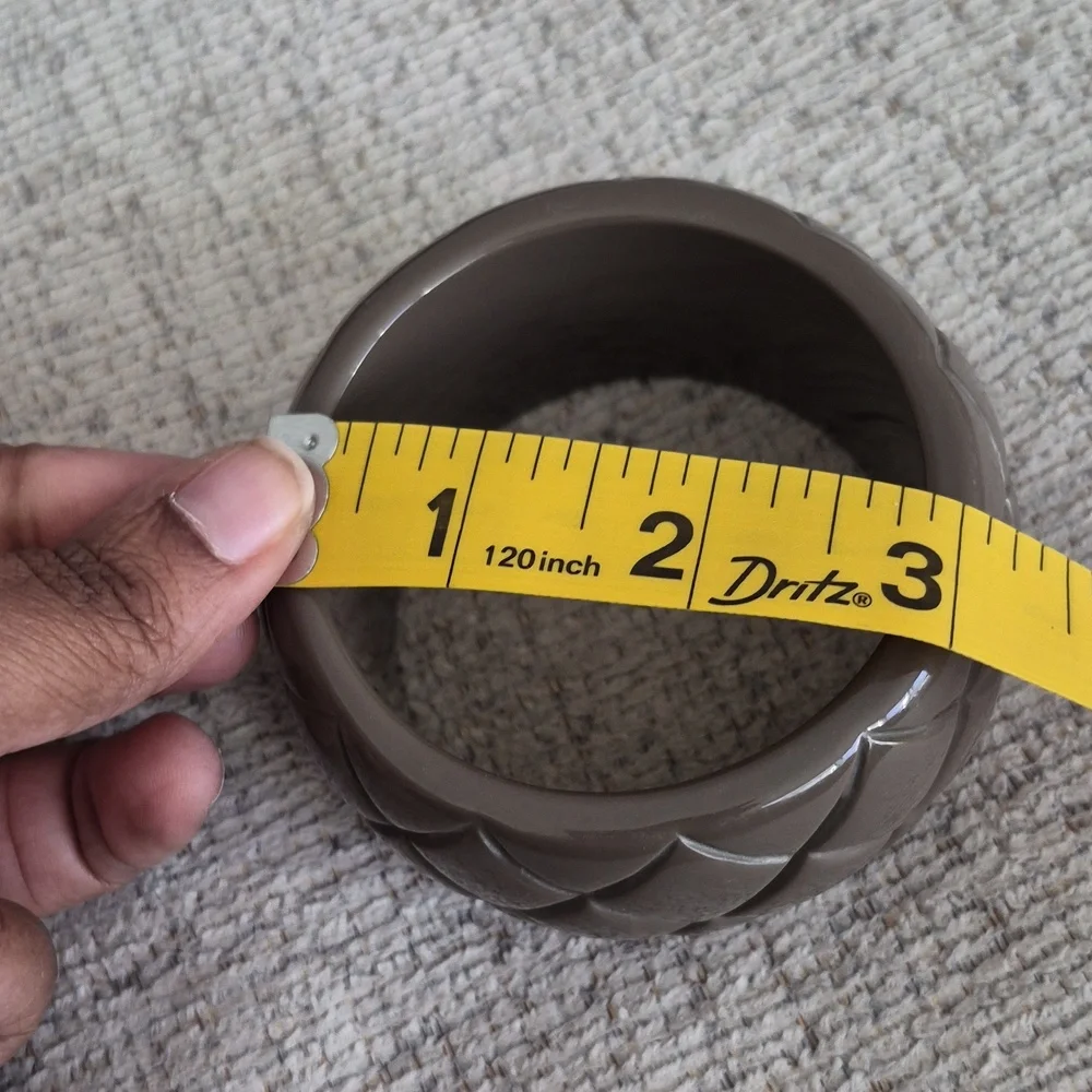 Chunky Quilted Brown Green Bracelet Bangle - Picture 7 of 7